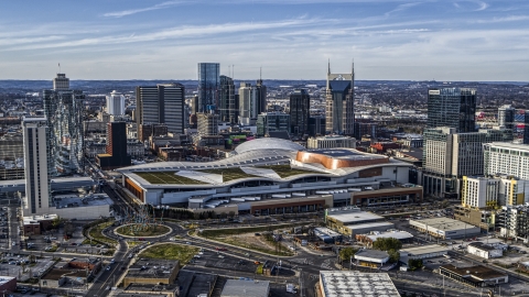 The city skyline and Nashville Music City Center, Downtown Nashville, Tennessee Aerial Stock Photos | DXP002_119_0004