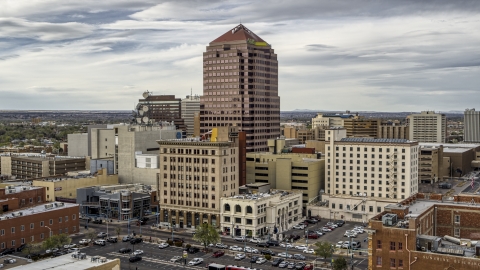 DXP002_127_0001 - Aerial stock photo of The Albuquerque Plaza office building, Downtown Albuquerque, New Mexico