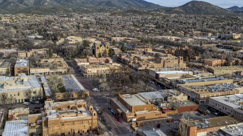 Santa Fe Plaza in downtown, Santa Fe, New Mexico Aerial Stock Photos | DXP002_131_0012