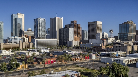 DXP002_138_0004 - Aerial stock photo of The city's high-rise office buildings in Downtown Phoenix, Arizona