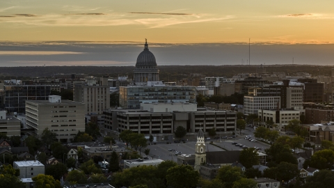 The capitol dome at sunset, Madison, Wisconsin Aerial Stock Photos | DXP002_161_0003