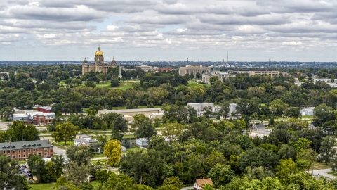 The Iowa State Capitol and grounds in Des Moines, Iowa Aerial Stock Photos | DXP002_165_0016