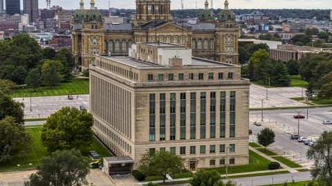 A state government building on the capitol grounds in Des Moines, Iowa Aerial Stock Photos | DXP002_166_0002