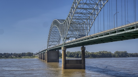 DXP002_177_0006 - Aerial stock photo of The bridge with a welcome sign, Memphis, Tennessee