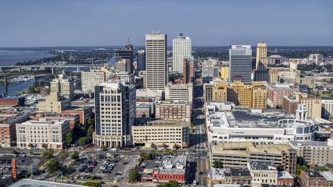 High-rise office towers in Downtown Memphis, Tennessee Aerial Stock Photos | DXP002_179_0002