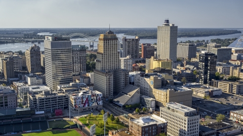 The Sterick Building and Lincoln American Tower, Downtown Memphis, Tennessee Aerial Stock Photos | DXP002_180_0001