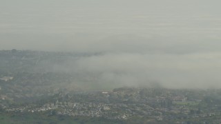 5K aerial stock footage of low fog over suburban homes in Los Angeles, California Aerial Stock Footage | AF0001_000975