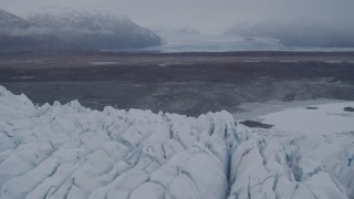 4K aerial stock footage flying low over the Knik Glacier, approaching second glacier, Knik Glacier, Alaska Aerial Stock Footage | AK0001_0035