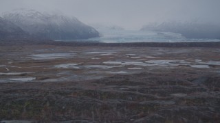 AK0001_0036 - 4K aerial stock footage approaching Inner Lake George, glacier, low altitude, Inner Lake George, Alaska