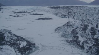 4K aerial stock footage flying over lake, next to a glacier, Knik, Alaska Aerial Stock Footage | AK0001_0052