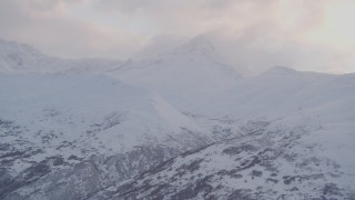 4K aerial stock footage approach cloud covered peak, Chugach Mountains, Chugach National Forest, Alaska Aerial Stock Footage | AK0001_0069