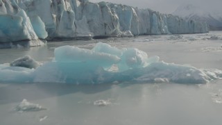 AK0001_0123 - 4K aerial stock footage Knik River, ascend Knik Glacier to reveal Chugach Mountains, Knik Glacier, Alaska