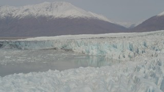 4K aerial stock footage flying over Knik Glacier, approaching Knik River, Knik Glacier, Alaska Aerial Stock Footage | AK0001_0146