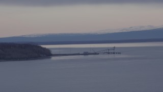 4K aerial stock footage of a dock on the Knik Arm of the Cook Inlet, Point Mackenzie, Alaska Aerial Stock Footage | AK0001_0169