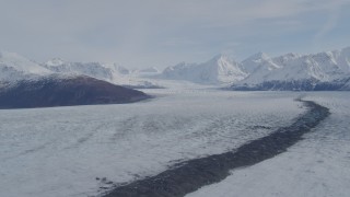 4K aerial stock footage flying over Knik Glacier, tilt down, Knik Glacier, Alaska Aerial Stock Footage | AK0001_0212