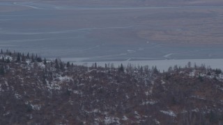 4K aerial stock footage Palmer Slough, Knik Arm of the Cook Inlet, Chugach Mountains, Birchwood, Alaska Aerial Stock Footage | AK0001_0230