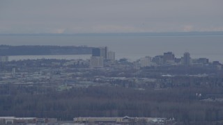 4K aerial stock footage flying by Downtown, Anchorage, Alaska Aerial Stock Footage | AK0001_0240