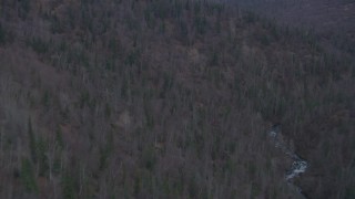 4K aerial stock footage river winding through foothills, Chugach Mountains, Fort Richardson, Anchorage Aerial Stock Footage | AK0001_0249