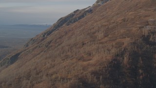 4K aerial stock footage approaching rocky slope, Chugach Mountains, Alaska Aerial Stock Footage | AK0001_0291