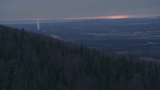 4K aerial stock footage panning across Anchorage, Alaska, twilight Aerial Stock Footage | AK0001_0332