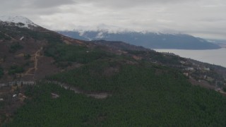 4K aerial stock footage flying over an upscale residential neighborhood in the foothills, Anchorage, Alaska Aerial Stock Footage | AK0001_0346