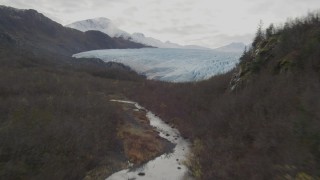 4K aerial stock footage approach glacier edge, Prince William Sound, Alaska Aerial Stock Footage | AK0001_0435