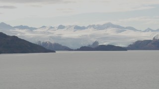 4K aerial stock footage flying low over a bay in Prince William Sound, Blackstone Bay, Alaska Aerial Stock Footage | AK0001_0461