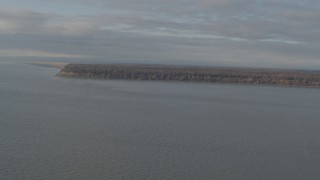 4K aerial stock footage flying over Knik Arm of the Cook Inlet, approaching Point MacKenzie, Alaska Aerial Stock Footage | AK0001_0593