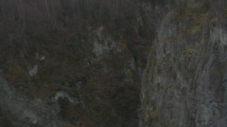 AK0001_0628 - 4K aerial stock footage fly through deep river gorge, Birchwood, Alaska