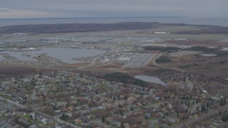 AK0001_0677 - 4K aerial stock footage Lake Hood Seaplane Base, Ted Stevens Anchorage International Airport, Anchorage, Alaska