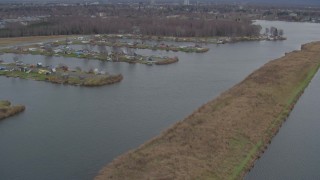 4K aerial stock footage Lake Spenard, Lake Hood Seaplane Base, seaplanes, Anchorage, Alaska Aerial Stock Footage | AK0001_0685