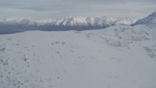 4K aerial stock footage approach a snowy ridge in the Chugach Mountains, Alaska Aerial Stock Footage | AK0001_0777