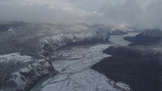 AK0001_0849 - 4K aerial stock footage King Ranch overlooking the Matanuska River, Sutton, Alaska