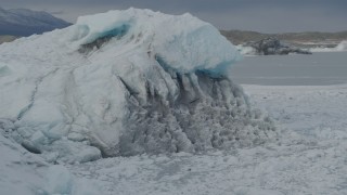 AK0001_0946 - 4K aerial stock footage fly by glacial ice of the Tazlina Glacier, Alaska