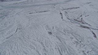 4K aerial stock footage flying over snowy Knik River Valley, Alaska Aerial Stock Footage | AK0001_1230