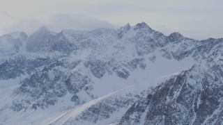 4K aerial stock footage the snowy peaks of the Chugach Mountains, Alaska Aerial Stock Footage | AK0001_1350