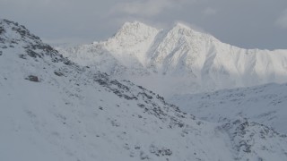 4K aerial stock footage flying over snowy slopes, Chugach Mountains, Alaska Aerial Stock Footage | AK0001_1562