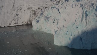 4K aerial stock footage the edge of a snow covered glacier on the Harriman Fjord, Alaska Aerial Stock Footage | AK0001_1805