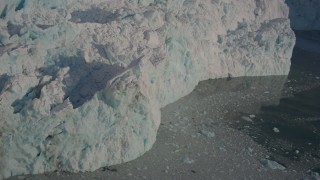 4K aerial stock footage the rough edge of a snow covered glacier on the Harriman Fjord, Alaska Aerial Stock Footage | AK0001_1810