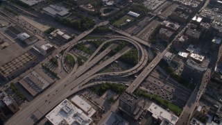 4.8K aerial stock footage tilt to bird's eye view of the Circle Interchange in West Chicago, Illinois Aerial Stock Footage | AX0002_058