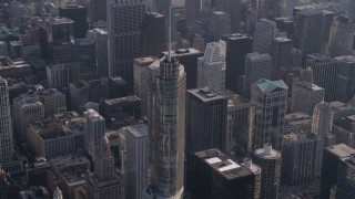 AX0002_077 - 4.8K aerial stock footage approach Trump International Hotel and Tower and tilt down the skyscraper, Downtown Chicago, Illinois