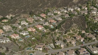 5K aerial stock footage fly over suburban tract homes in Santa Clarita, California Aerial Stock Footage | AX0005_011