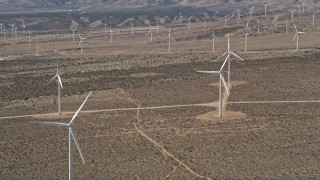 5K aerial stock footage orbiting a wind farm in the California Desert Aerial Stock Footage | AX0005_142