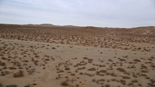 5K aerial stock footage tilt up and fly over desert plants in the Mojave Desert, California Aerial Stock Footage | AX0006_140