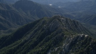 5K aerial stock footage of rugged green peak in the San Gabriel Mountains, California Aerial Stock Footage | AX0009_035