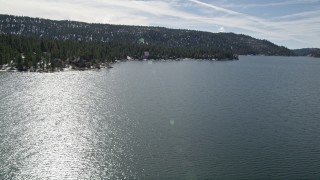 5K aerial stock footage approach waterfront homes on the shore of Big Bear Lake, California Aerial Stock Footage | AX0010_023