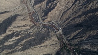 5K aerial stock footage of bird's eye view of the ground station of the aerial tramway in the San Jacinto Mountains, California Aerial Stock Footage | AX0010_124E