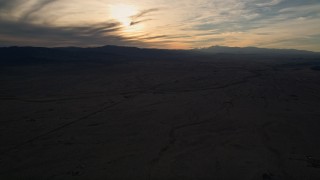 5K aerial stock footage of the Mojave Desert at sunset in California Aerial Stock Footage | AX0012_052