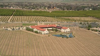 AX0014_060 - 5K aerial stock footage of orbiting Ponte Vineyard Inn, Temecula, California