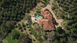 5K aerial stock footage of a bird's eye view of an upscale country home, Fallbrook, California Aerial Stock Footage | AX0015_026